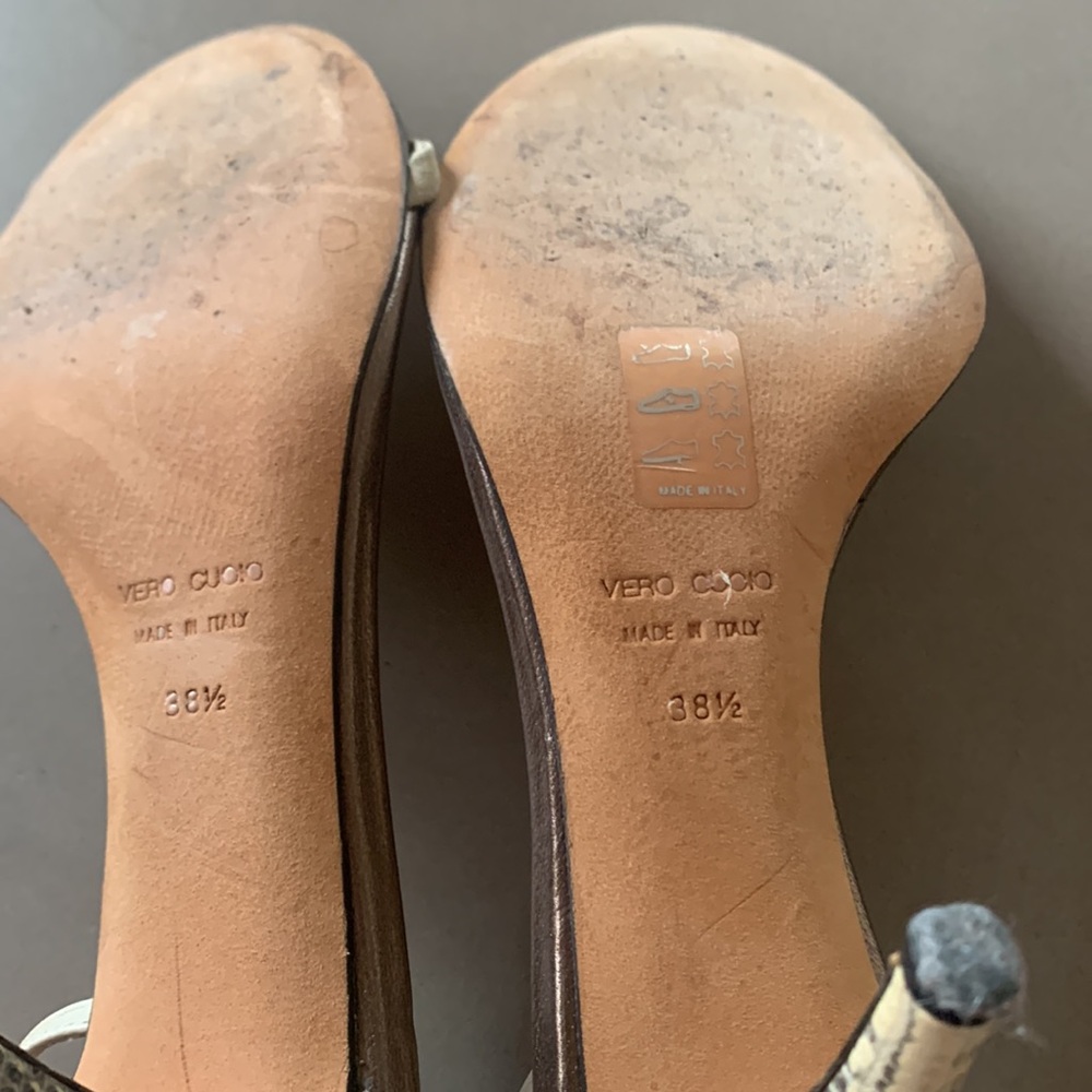 Alain Tondowski Paris snakeskin and creme leather Sandle 38.5 - Picture 7 of 12